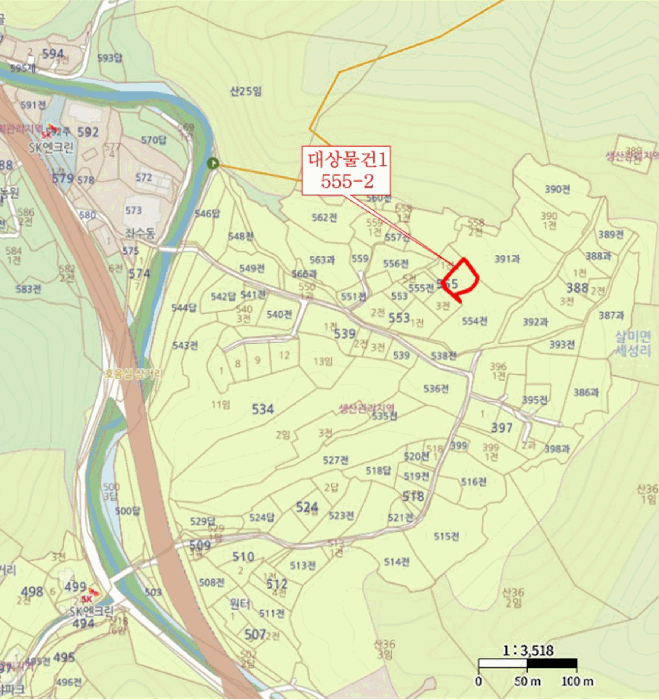 충북 충주시 살미면 대지,임야,전답 경매 물건 사진 2 · 2025타경2435